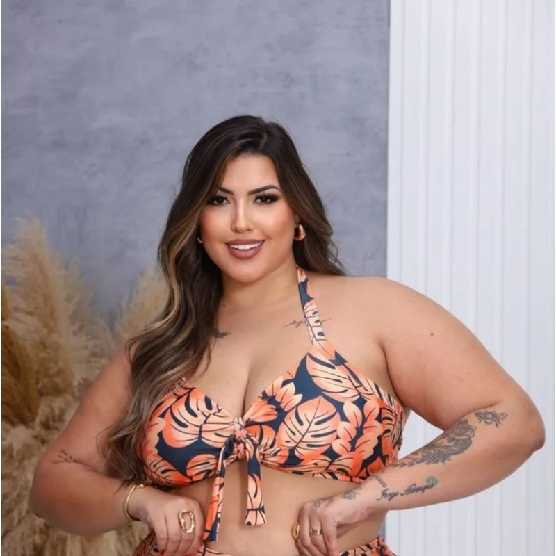 Cropped Frente Única com Bojo e Laço nas Costas | Moda Praia Verão | Plus Size (SOMENTE CROPPED)