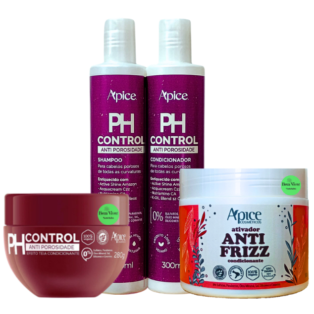 Kit Apse Ph Control Tratamento Antiporosidade + Ativador Anti-frizz Apice