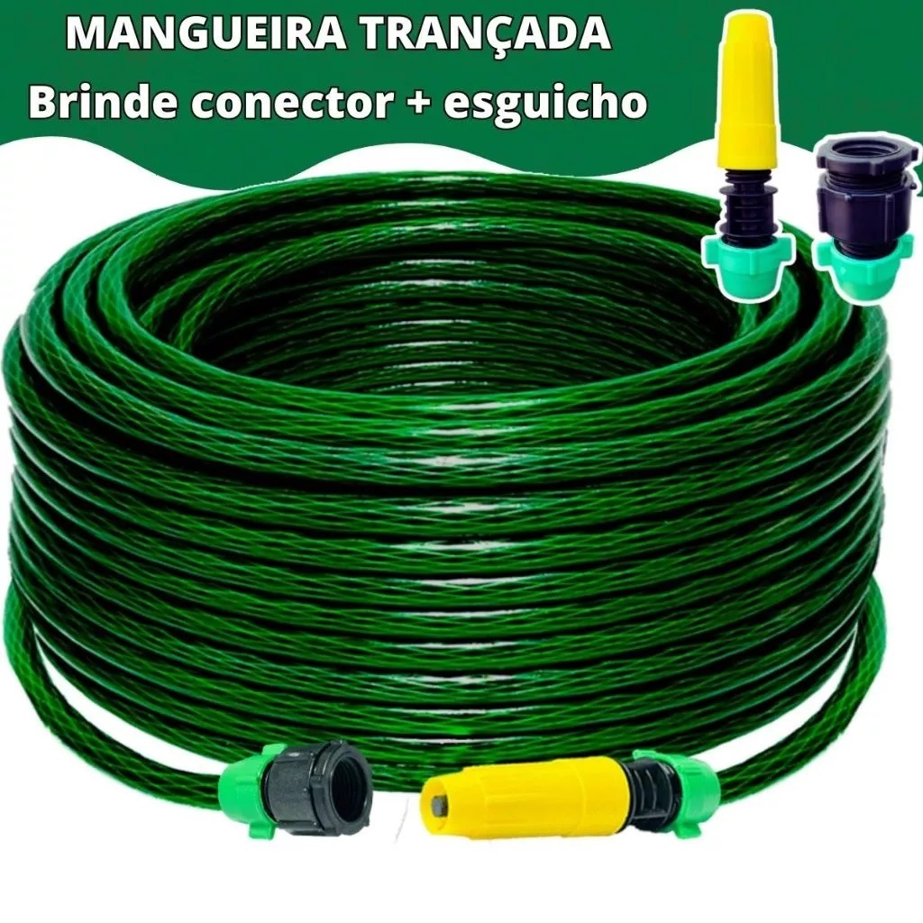 Mangueira De Jardim Trançada Reforçada Completa Com Esguicho e Conector  5/10/15/20/25/30 Metros em Oferta na Shopee