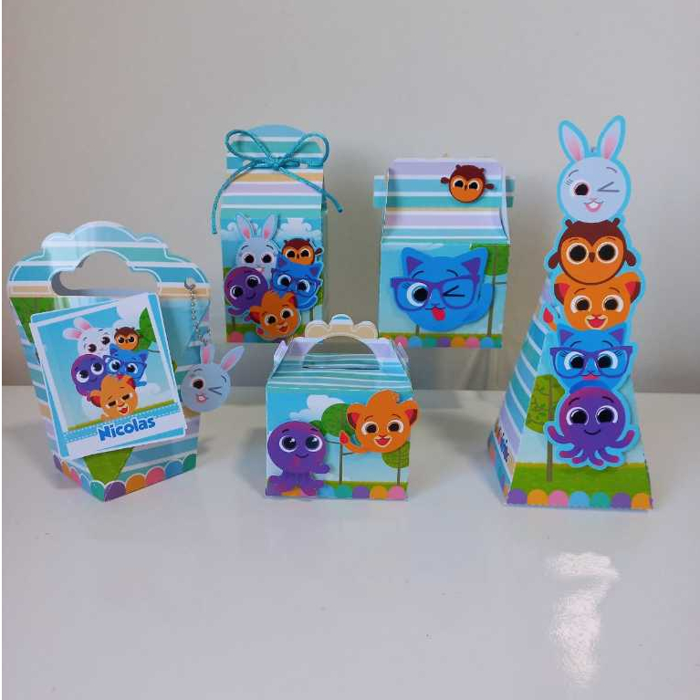 Kit Festa Personalizado Bolofofo Azul menino: Caixas Temáticas e Lembrancinhas para Aniversário Infantil