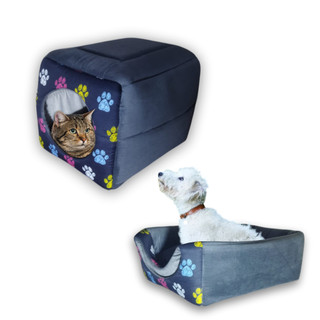Casinha Toca Cama Iglu 2 Em 1 Cachorro Cão E Gato Tam P, M e G