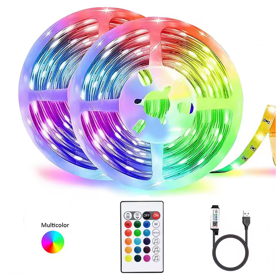 Fita Led 5050 Rgb 24W 1080lumens Controle Remoto 2/3/5 Metros ou 3 metros Usb Tv Pc Carro