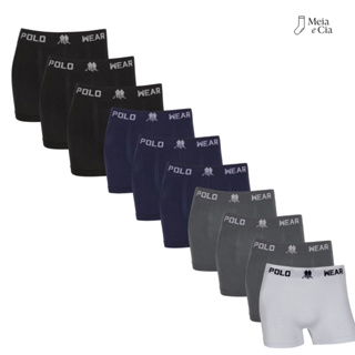 Kit 12 Cuecas Boxer Polo Wear Lisa Microfibra Masculina Sem Costura em Oferta na Shopee