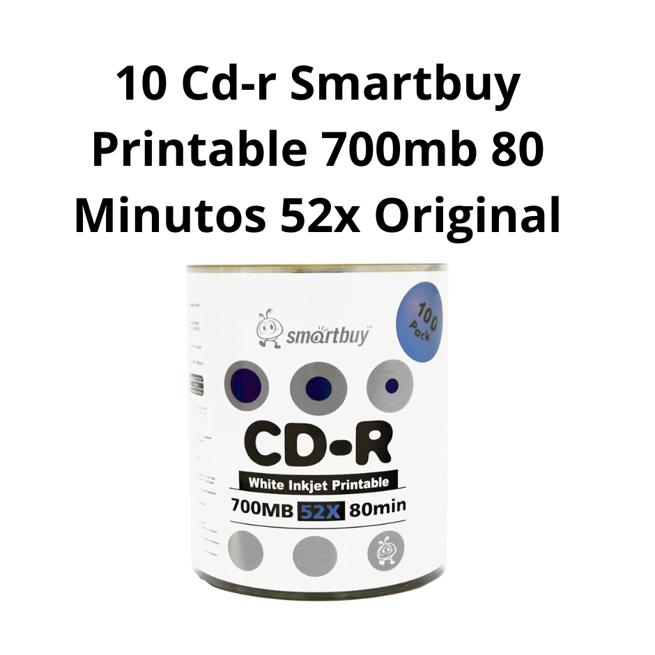 10 Cd-r Smartbuy Printable 700mb 80 Minutos 52x Original