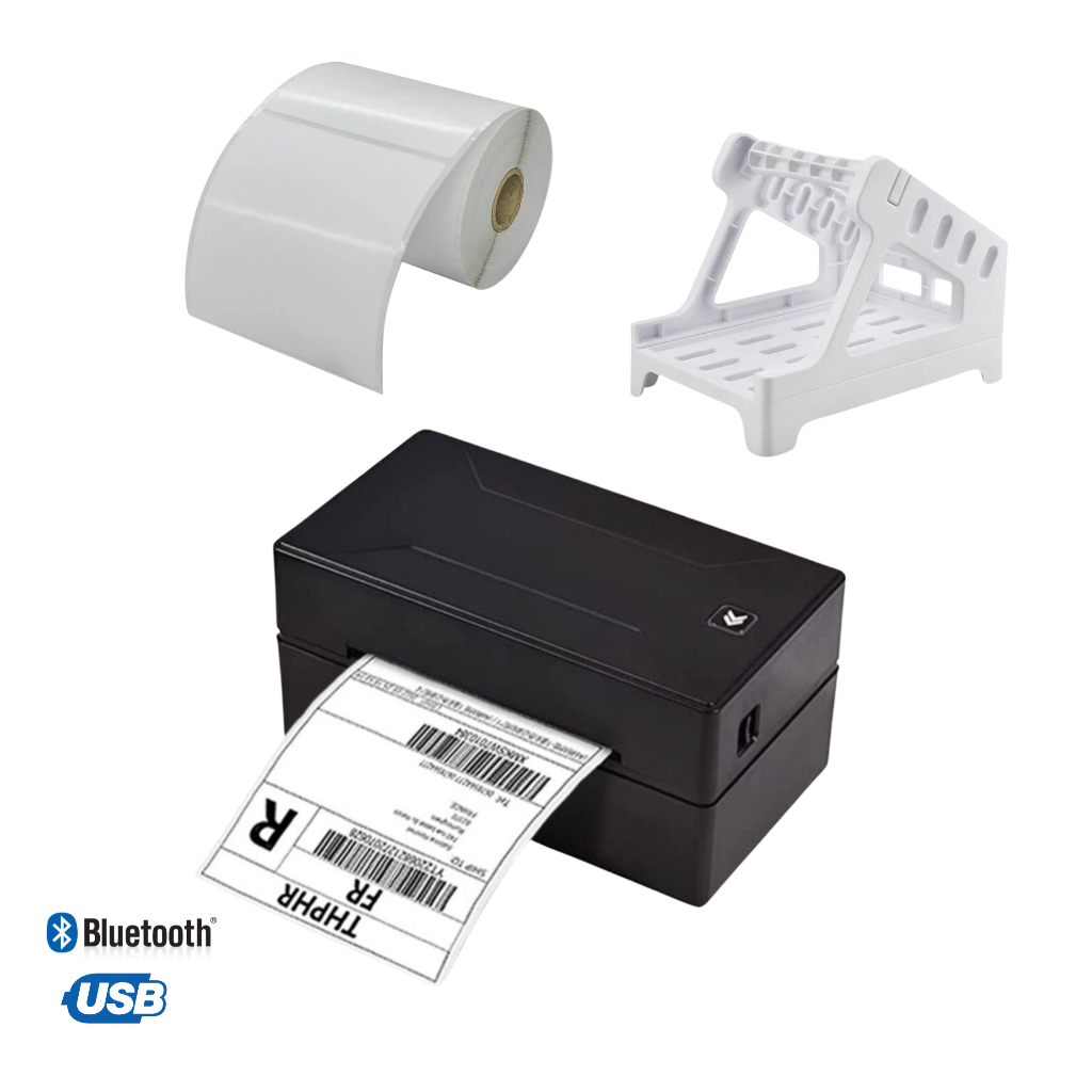 Impressora De Etiqueta Envio Térmica USB Bluetooth + 1 Rolo Etiqueta 10x15