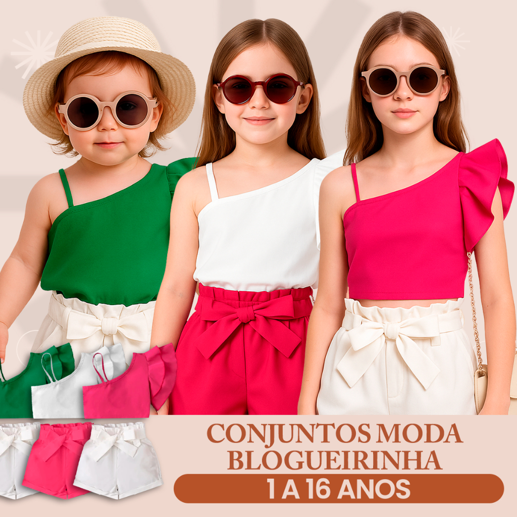 CONJUNTO FEMININO INFANTIL(1 a 16 anos) VERÃO -  CONJUNTO MENINA FEMININO INFANTIL INFANTO -JUVENIL em Oferta na Shopee