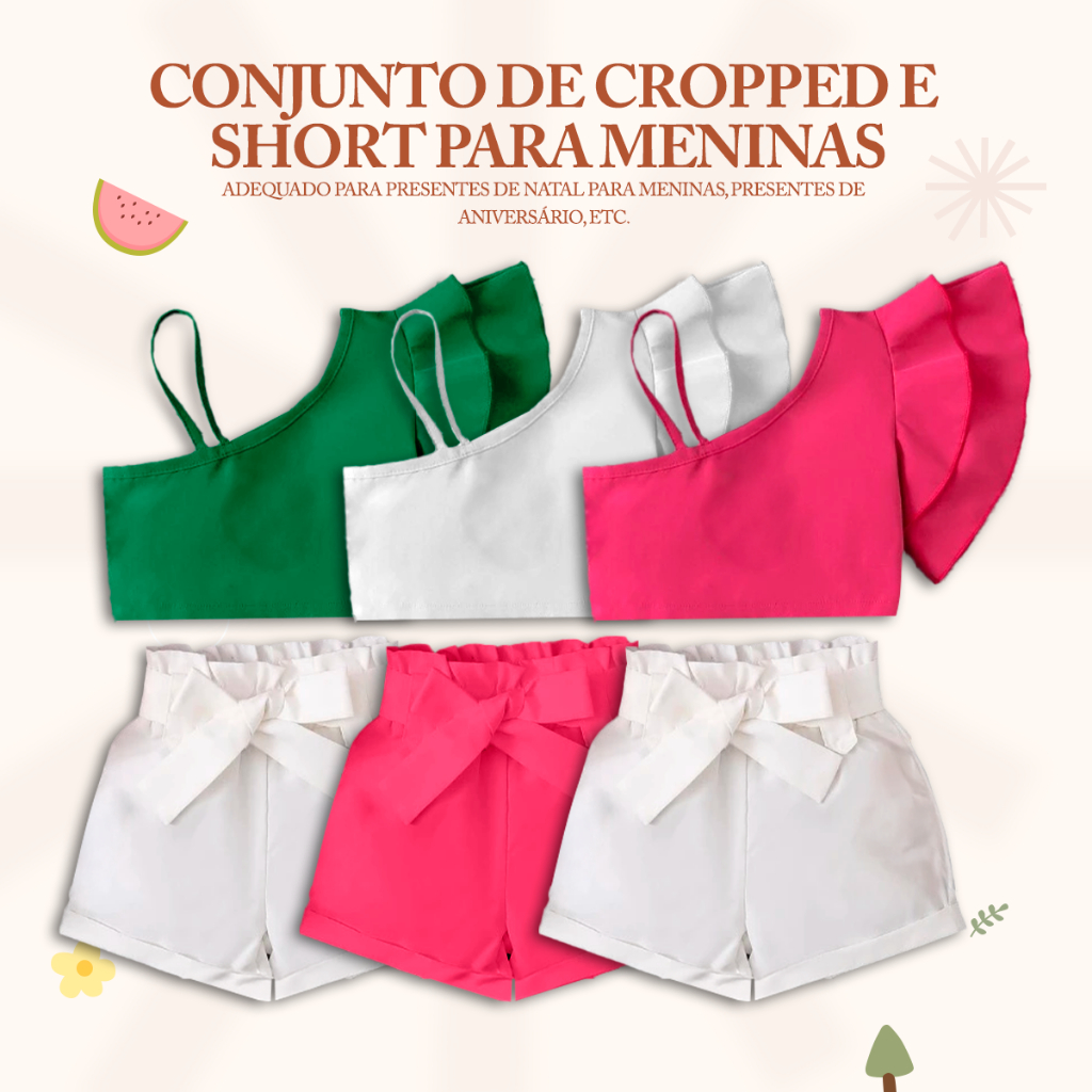 Blusa de Babado com Short de Laço - Moda Blogueirinha - Conjunto com Short para Menina bebê Cor Rosa