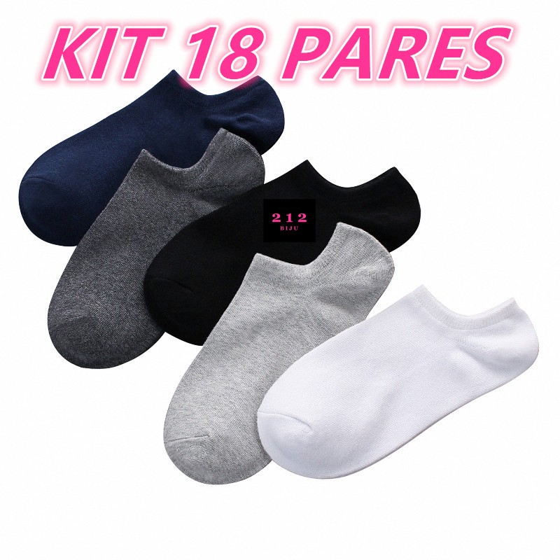 Kit 18/9 Pares Meias Unissex Cano Curto / Soquete Invisivel Algodão Varias Cores 0011 em Oferta na Shopee
