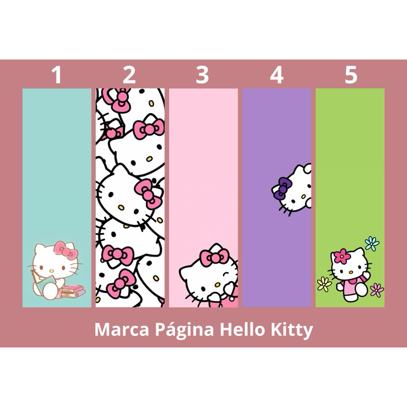 Marcador de páginas Hello Kitty (com ou sem Tassel e/ou Frente Verso) plastificado 16x5 cm - Marca Páginas Livro