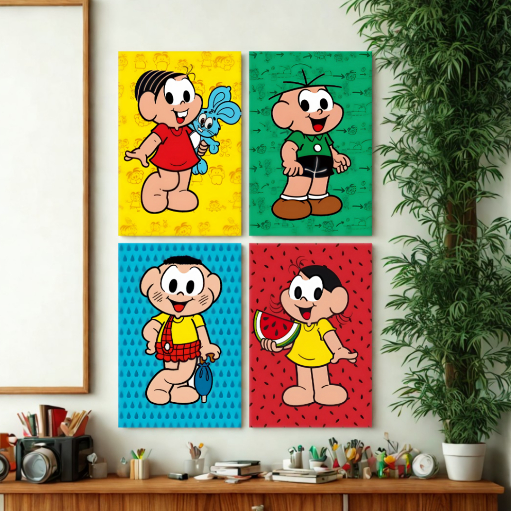 Kit Quadros Decorativos Turma da Mônica 4 Peças Sala Quarto Infantil Criança em Oferta na Shopee