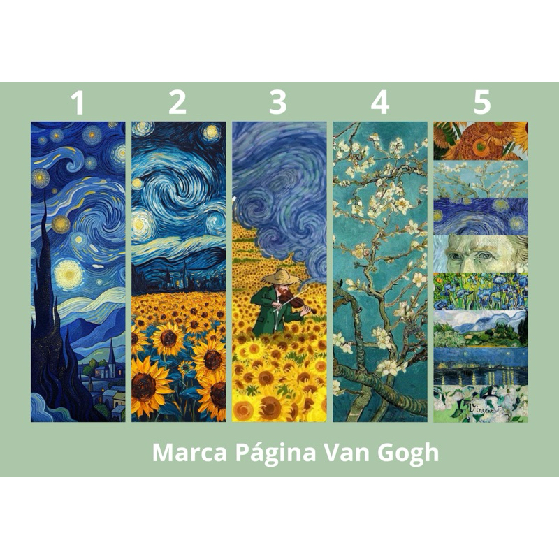 Marcador de páginas Van Gogh (com ou sem Tassel e/ou Frente Verso) plastificado 16x5 cm - Marca Páginas Livro