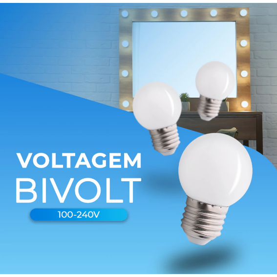Kit 10 Lâmpada Bolinha Led 1w G45 Bulbo E27 Lustre Espelho Abajur Penteadeira Camarim