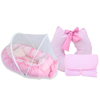 Kit Ninho c/ Mosquiteiro + Almofada Amamentação + Trocador de Fraldas em Oferta na Shopee