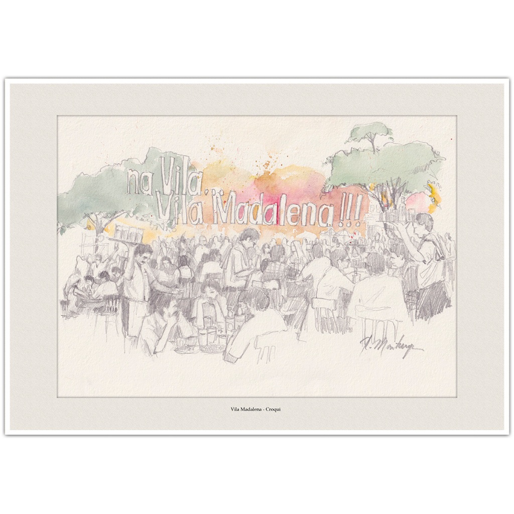 Vila Madalena Croqui - São Paulo | Arte em Aquarela para Quadro Decorativo | Decoração Elegante | A4