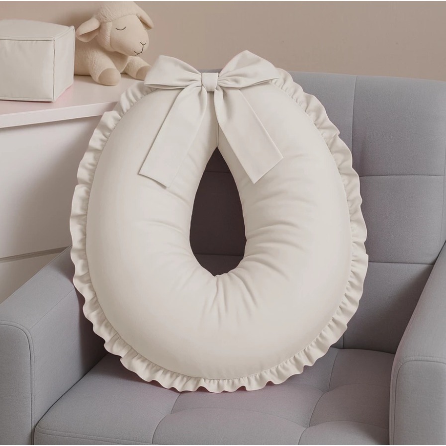 Almofada amamentação grande babado percal 200 fios 100% algodão Palha em Oferta na Shopee