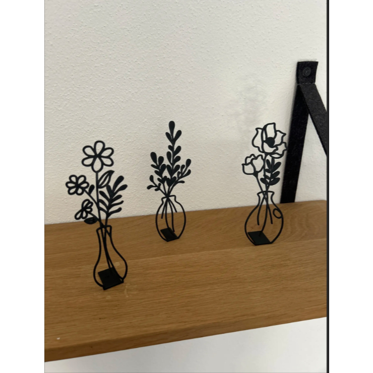 Conjunto de Flores em Vaso  20 Cm - Decoração Sala Flores e Vaso (Redondo)