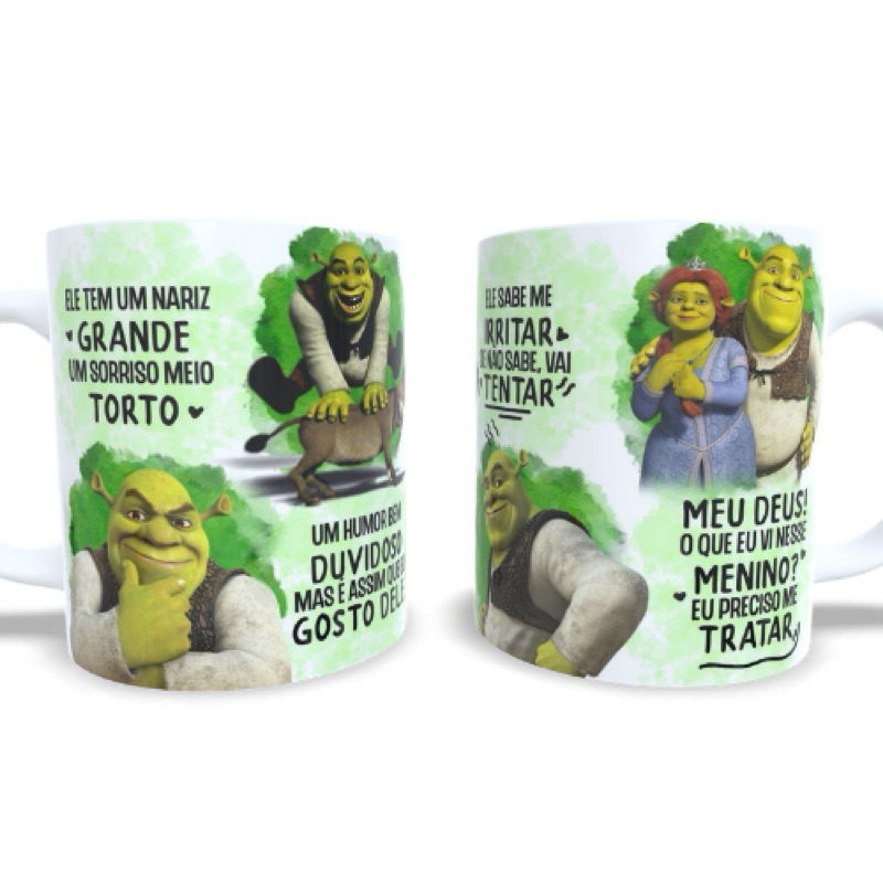 Caneca personalizada Shrek e Fiona dia dos namorados - preciso me tratar, o que será que eu vi nele?