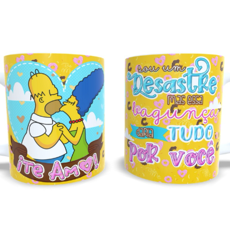 Caneca personalizada dia dos namorados Simpsons Homer e Marge - essa bagunça daria tudo por você