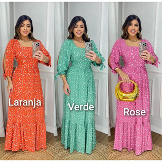 Vestido Estampado longo feminino de manga longa moda evangélica EDIÇÃO LIMITADA
