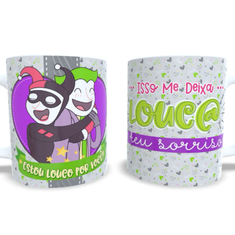 Caneca personalizada Coringa e Arlequina dia dos namorados - estou louco por você
