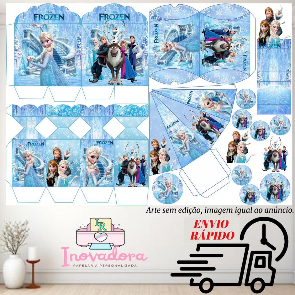 Kit com 75/150 itens lembrancinhas TEMA FROZEN (COM/SEM NOME) - Envio IMEDIATO em Oferta na Shopee