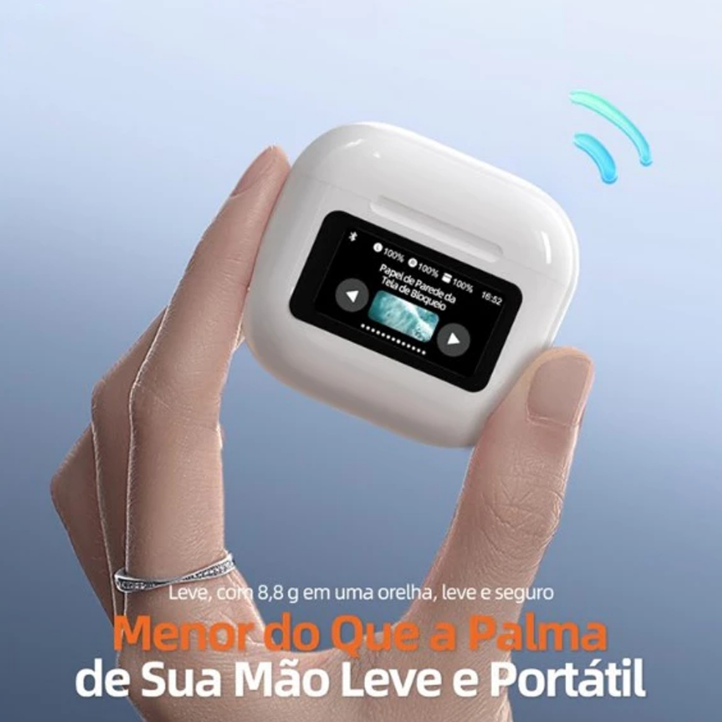 H'maston RS-72 Fone De Ouvido Sem Fio Bluetooth Hi-fi TWS Tela Toutch colorida