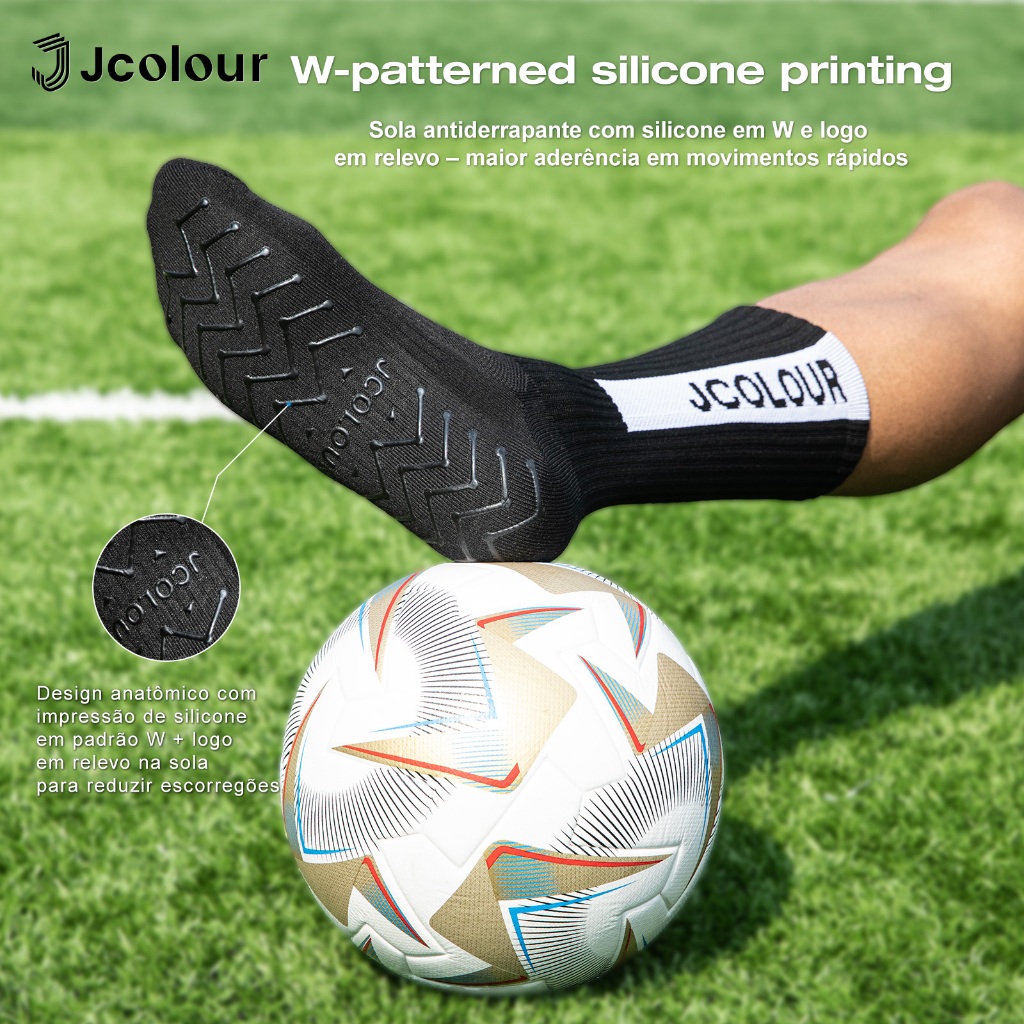 Jcolour Meias de futebol profissional para homem Meias desportivas antiderrapantes