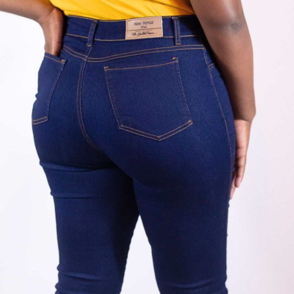 Calça Jeans Feminina Empina Bumbum Confortável Com Elastano Lycra Skinny Cintura Alta Azul