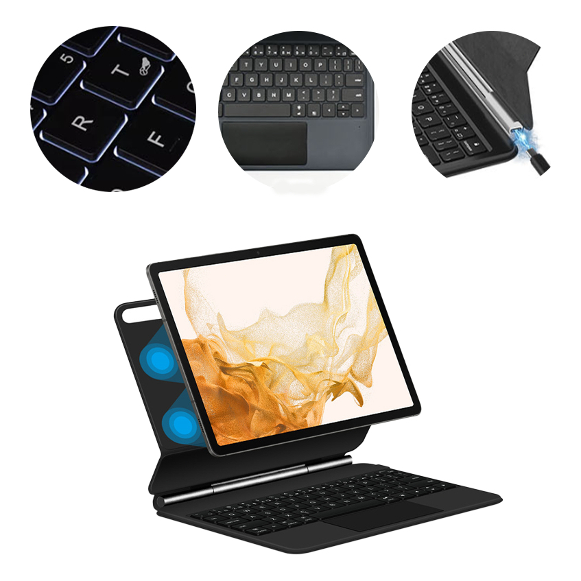 Para Samsung S7+/S8+/S9+FE Smart Back Adsorção Magnética Sem Fio Bluetooth Magic Control ABNT2 Teclado Tablet Capa