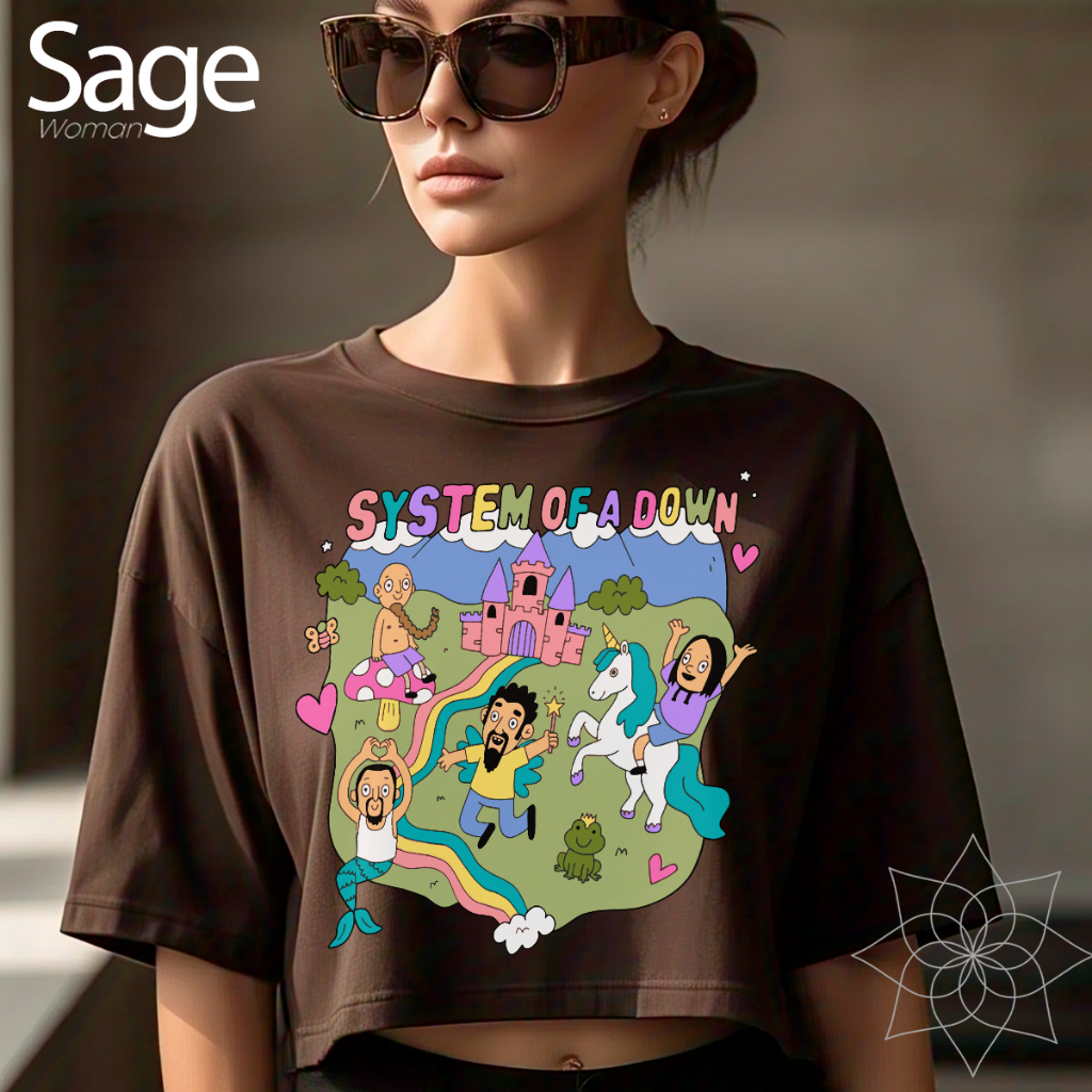 Blusa Cropped Top Estilosa Oversized Feminina Versão System Of A Down Banda Heavy Metal Unissex