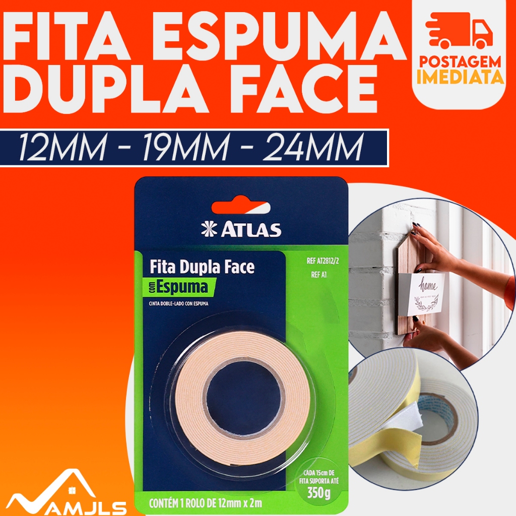 Fita Dupla Face Adesiva com Espuma Cola E Fixação Intensiva Atlas
