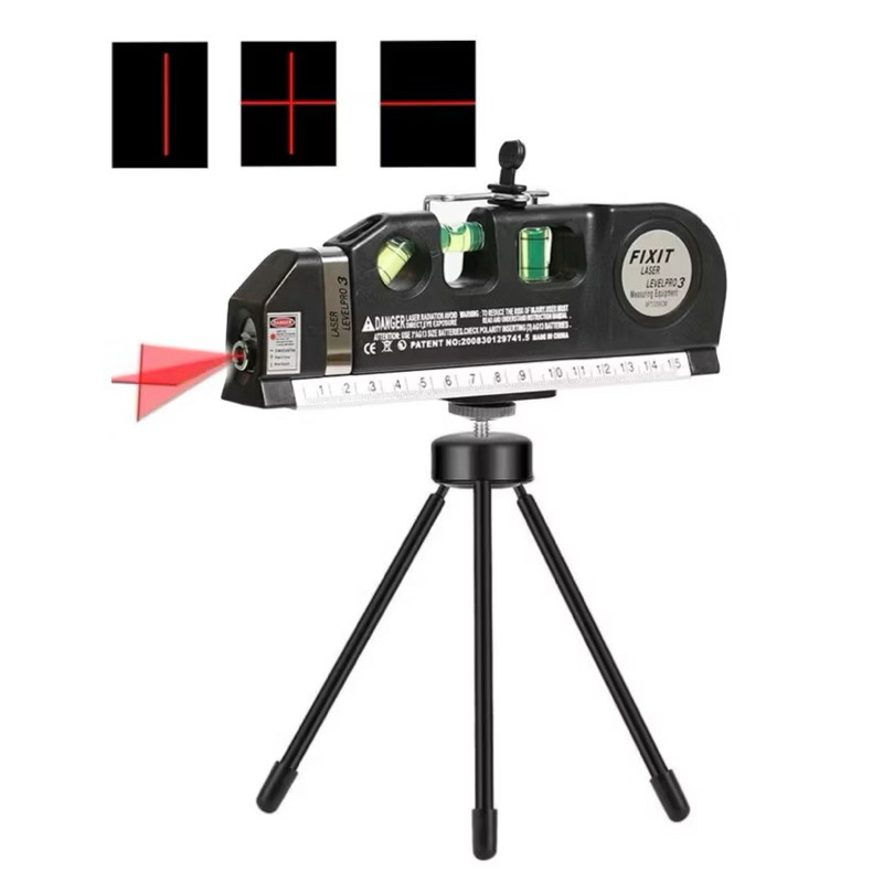 Nível a Laser 3 em 1 com Trena 2,5m, Tripé e Régua – Level Pro 03 Alinhador Horizontal e Vertical