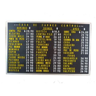 Painel Placa de Preço Com Letra e Número Removível com Moldura Alumínio Açougue Padaria Lanchonete 112x70 em Oferta na Shopee