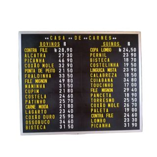 Painel Placa de Preço Com Letra e Número Removível com Moldura Alumínio Açougue Padaria Lanchonete 84x70 em Oferta na Shopee