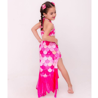 Biquíni Sereia com Saia Cauda | Look Infantil de Praia Estiloso em Oferta na Shopee