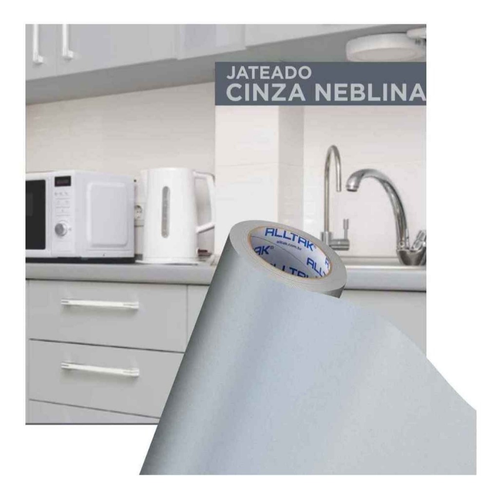 Adesivo de Vinil Jateado Cinza Neblina 10x0,61m – Acabamento Premium