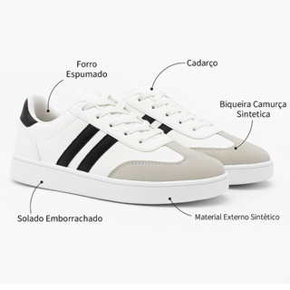 Tênis feminino casual samba tênis feminino academia casual moderno tênis solado reto casual preto e branco