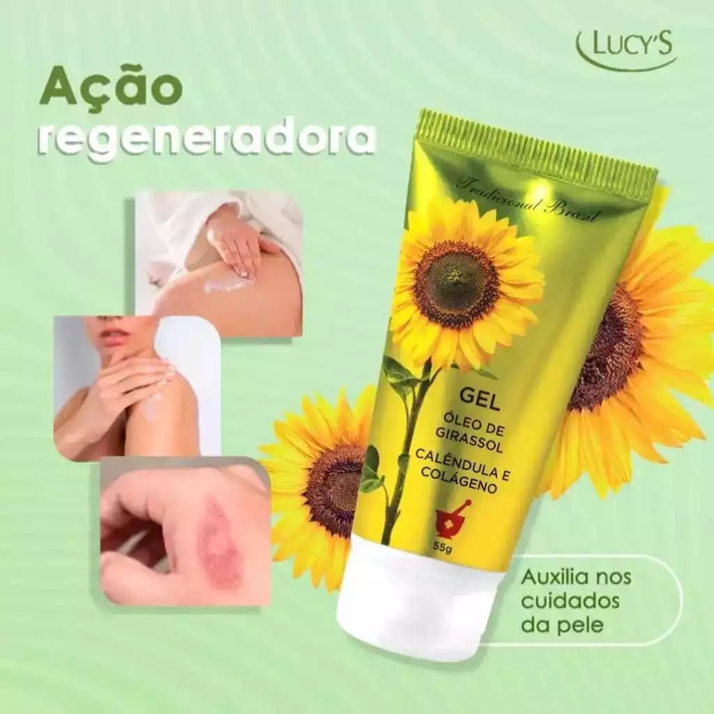 Gel Cicatrizante Óleo de Girassol, Calêndula E Colágeno - Atua Contra Queimaduras e Inflamações em Oferta na Shopee