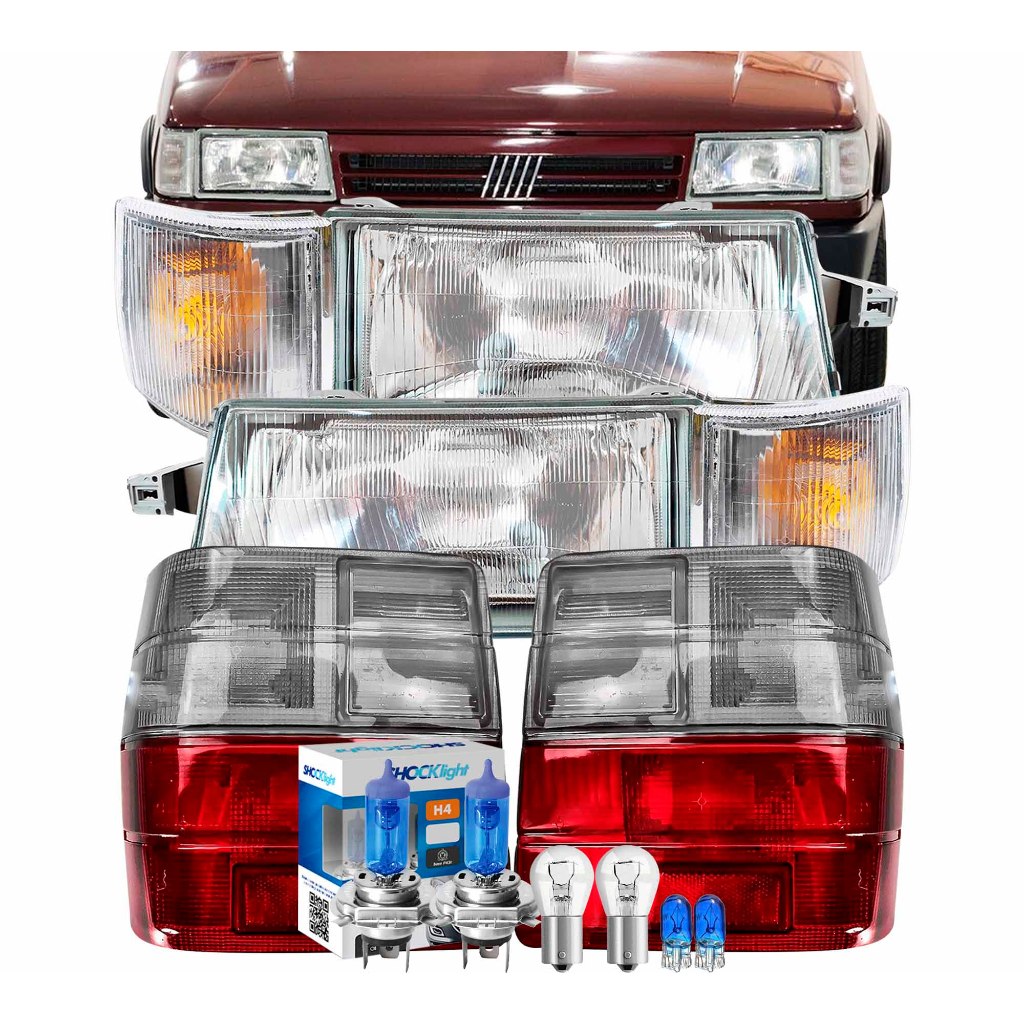 Farol Uno 91 92 93 94 95 96 97 A 2004 Seta Cristal Lanternas Fumê Com Lâmpadas Super Brancas 8500k
