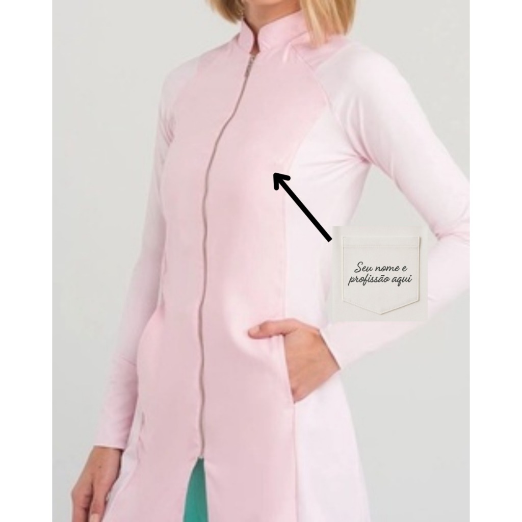 Jaleco DUO COR Slim + BORDADO NOME E PROFISSÃO INCLUSO SOMENTE ESCRITA em Oferta na Shopee