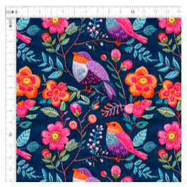 Tecido Tricoline Digital Efeito 3D Coleção Floral Jeans Artesanato Costura Bolsa DIY (0,50x1,50)