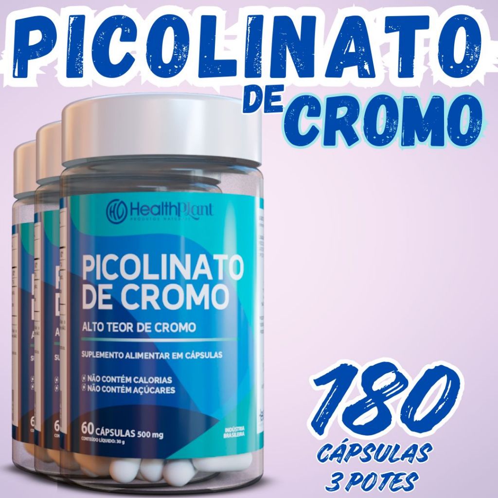 Picolinato de Cromo Controle da Glicose Original 60 caps 500 mg | Contrala a vontade de comer doce