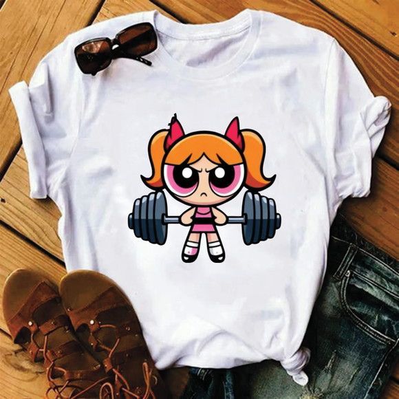 Camisetas Femininas 100% Algodão Meninas Super Poderosas Femininas Academia