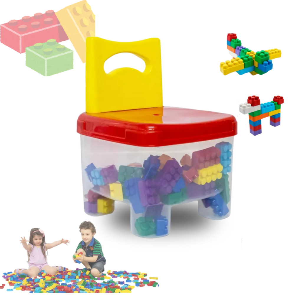 Cadeira Infantil Com Blocos De Montar 50 Peças Educativas