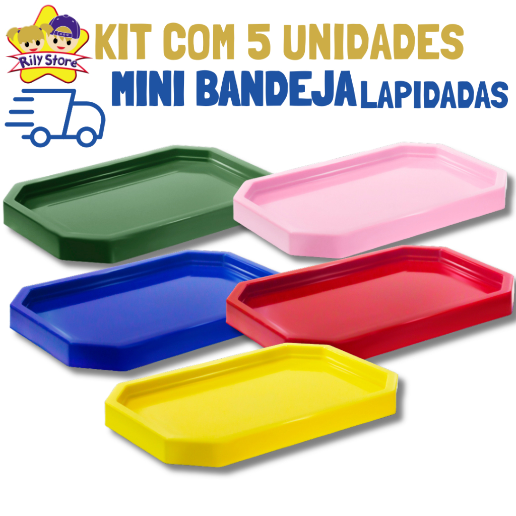 Kit 5 Mini Bandejas Lapidadas 19x13cm para Festas, Doces e Decoração em Oferta na Shopee