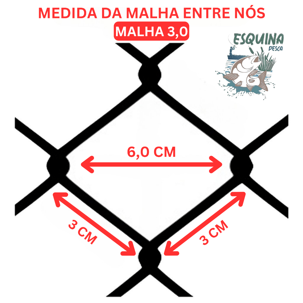 Detalhes do Rede de Pesca Malha 3,0 com 10 Metros Fio 0,25mm