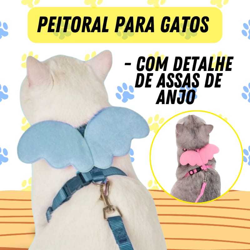 Coleira Gato Luxo Peitoral Com Guia  Ajustavel Seguro em Oferta na Shopee