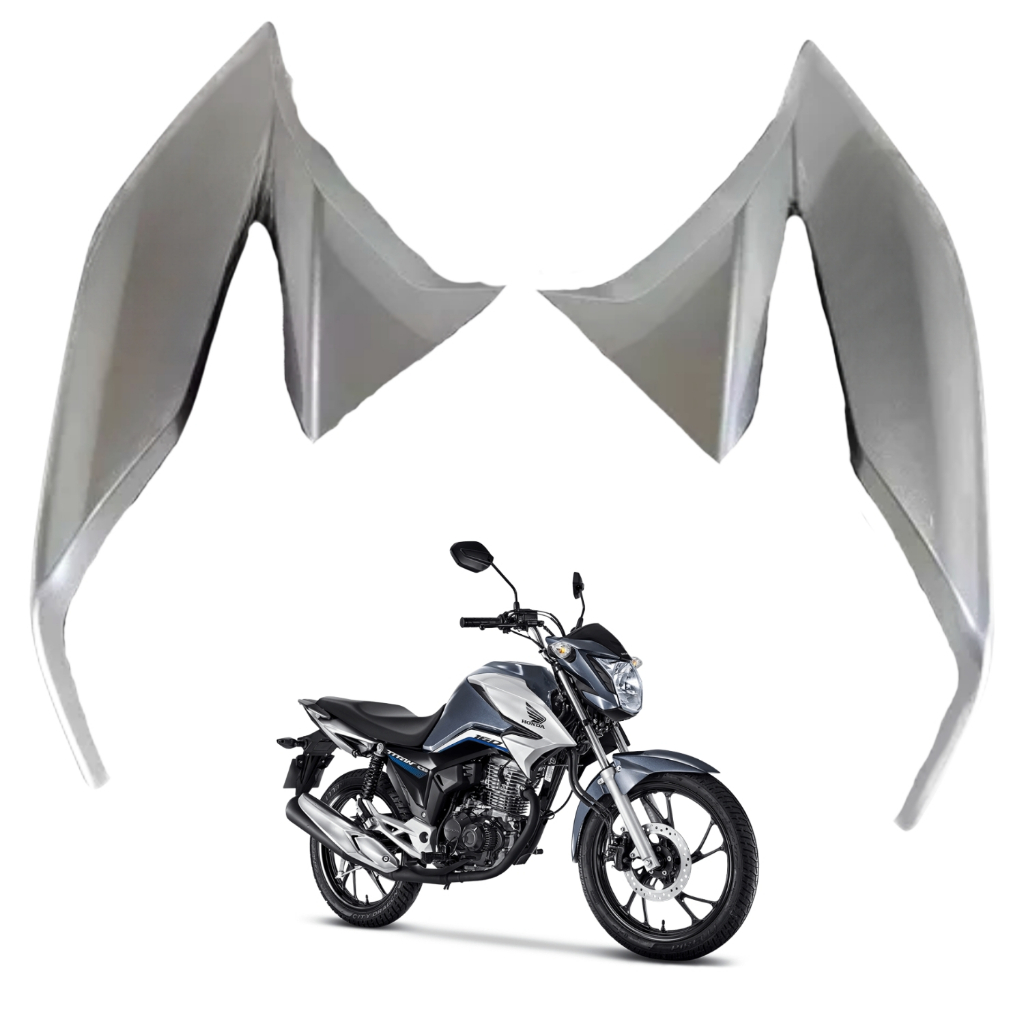 Asa Tanque Aba Lateral Aleta Honda CG Titan 160 Prata Iron Nail 2022 2023 2024 PARAMOTOS HONDA