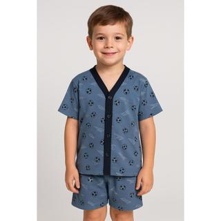 Pijama Infantil Com Botões estilo americano aberto manga curta e short