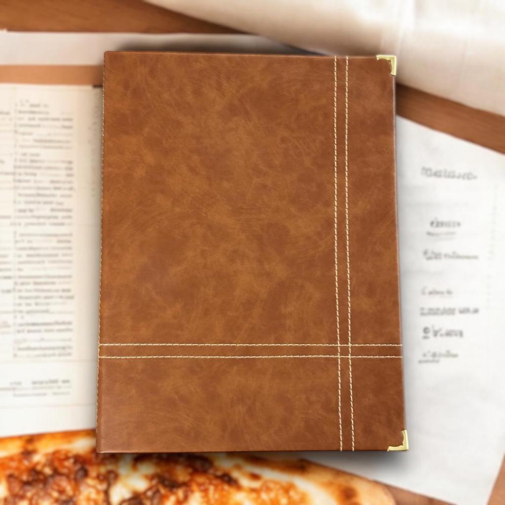 kit 50 porta cardapio capa dura para folha A5 personalizados com a arte de seu restaurante